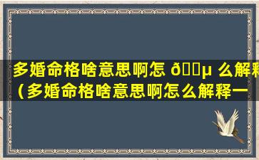 多婚命格啥意思啊怎 🌵 么解释（多婚命格啥意思啊怎么解释一 🐡 下）